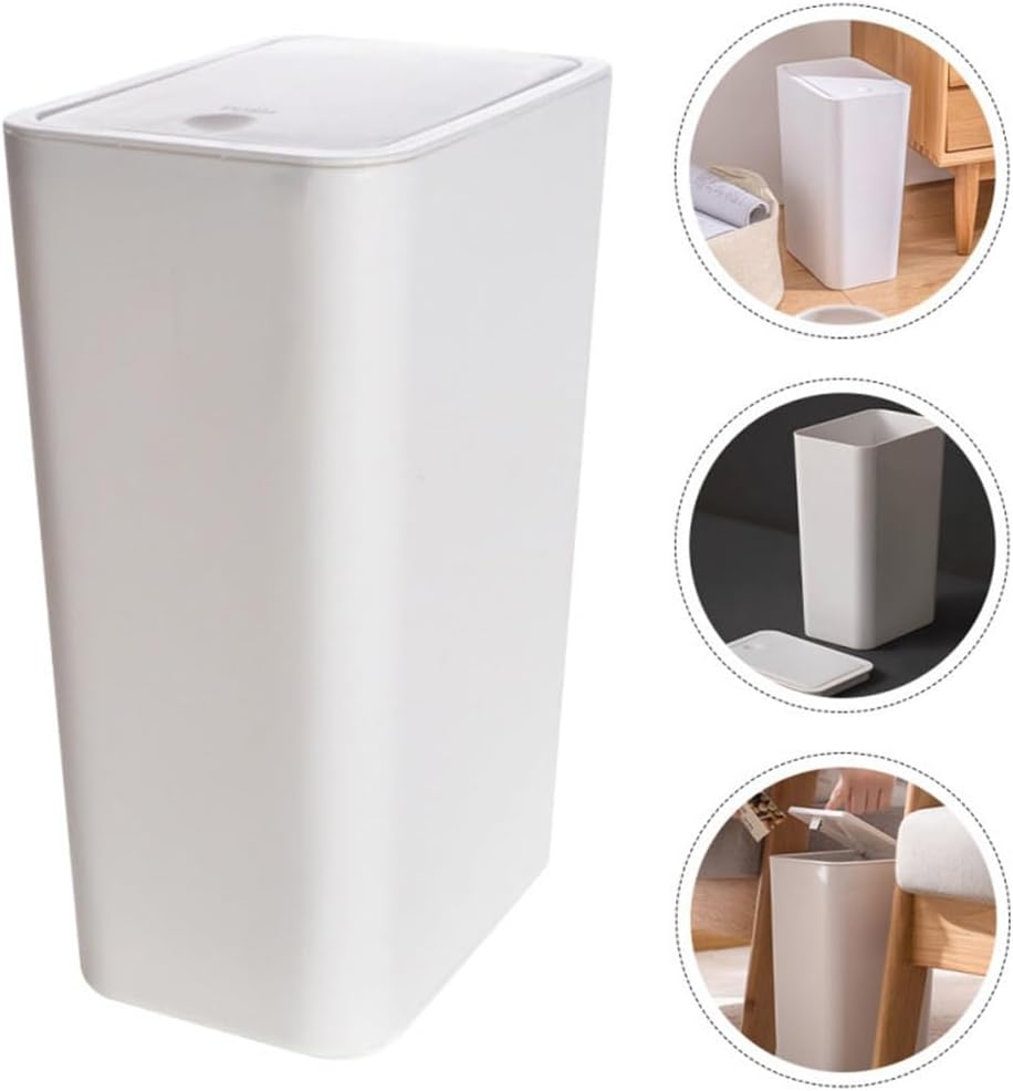 Trash Can Holder Toilet Narrow Recycling Bin Garbage Kitchen Bin Plastic Container Lid
