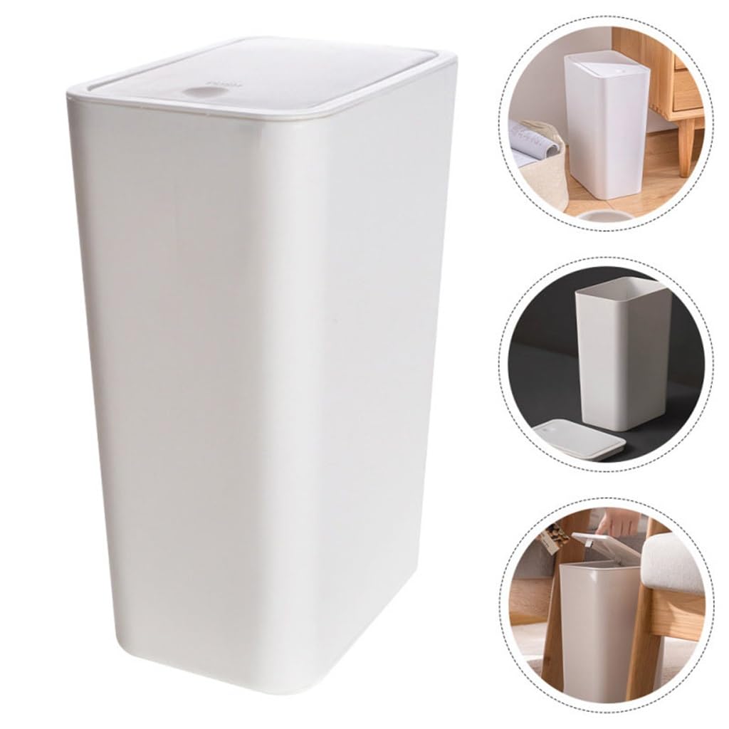 Trash Can Holder Toilet Narrow Recycling Bin Garbage Kitchen Bin Plastic Container Lid