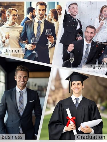 Image of Luckyvestir Striped Ties for Men Classic 3.15 inch Men's Tie Formal Neckties for Business Graduation Dinner Wedding