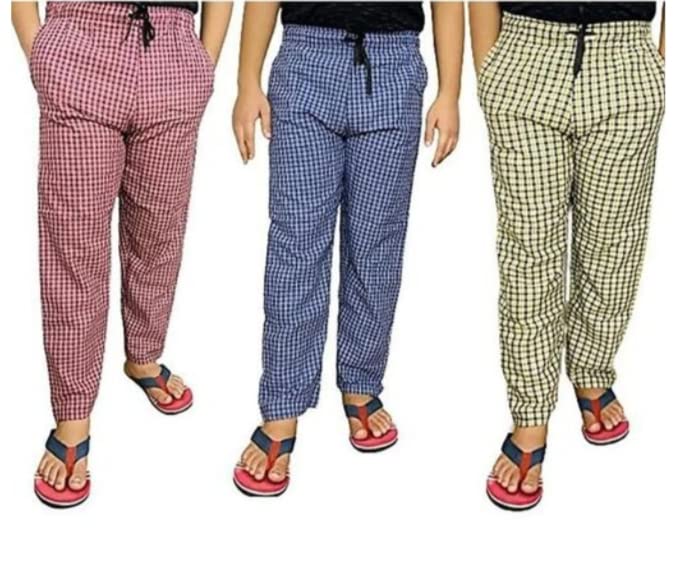 Cotton Chekered Multicolour Casual Style Pyjamas For Mens (Pack Of 3) (M, Multicolor)-picture-15