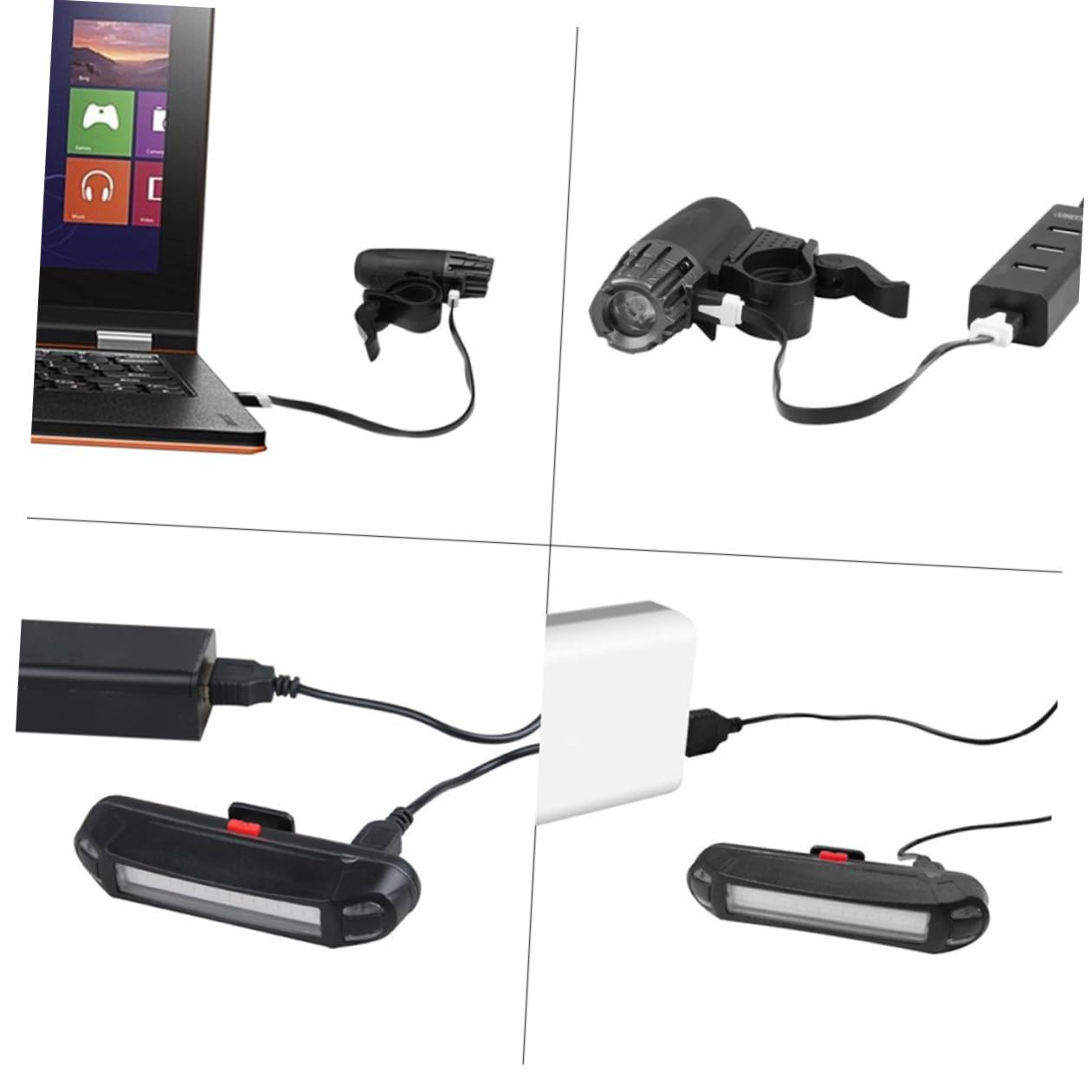 Ensemble D’éclairage de Vélo à LED USB Rechargeable, PC