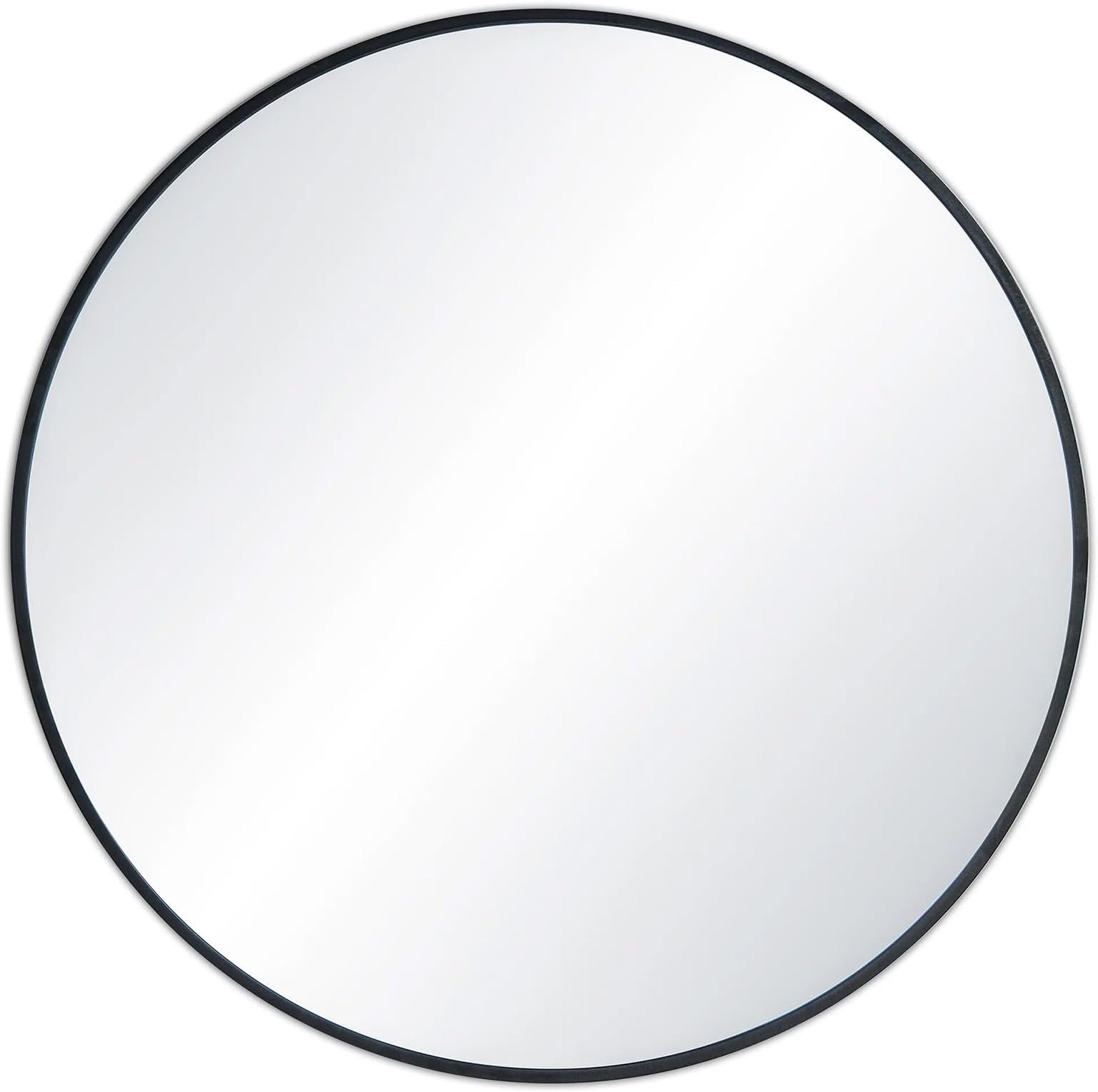 KIBI Shatterproof Wall Mount Metal Frame Round Mirror for Home Decor, Bathroom, Bedroom or Living Room - Sleek & Modern Design Circle Vanity Mirror - FM3 (Matte Black, 24")