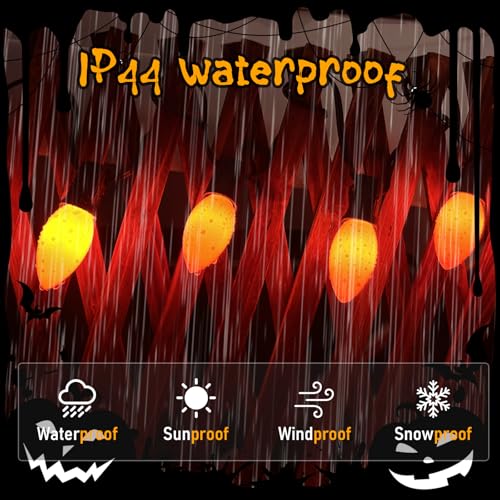 Image of C9 Halloween Orange String Lights 25Ft Outdoor Halloween Decorations String Lights with 26 Ceramic Orange Bulbs, Hanging Vintage Christmas Lights for Patio Holiday Party Fall Roofline Backyard Porch
