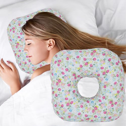 Image of Ear Piercing Pillow for Side Sleeper Pillow with Ear Hole for CNH and Earache Infection Ear Pressure Ulcers, Side Positioning Pillow in