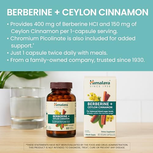 Himalaya Berberine with Ceylon Cinnamon - Herbal Supplement for Supporting Normal Metabolism, Immune, and Digestive Health - Vegan, Gluten Free, 60 Vegetarian Capsules - Image 4