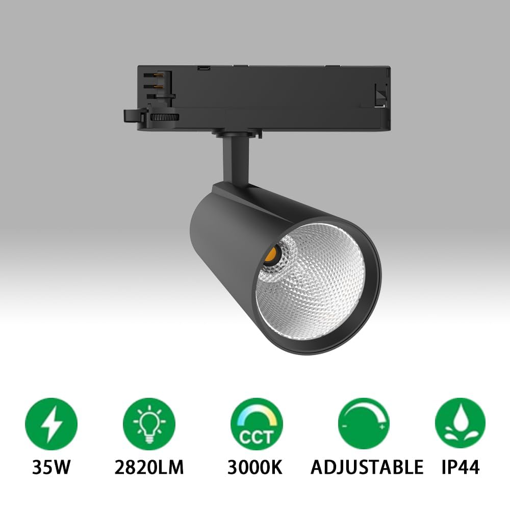 LED track light 30 Watt trifase a 4 fili rotante e girevole 3000K bianco caldo 2800lm plafoniera in alluminio per sistema di illuminazione interna a binario, nero
