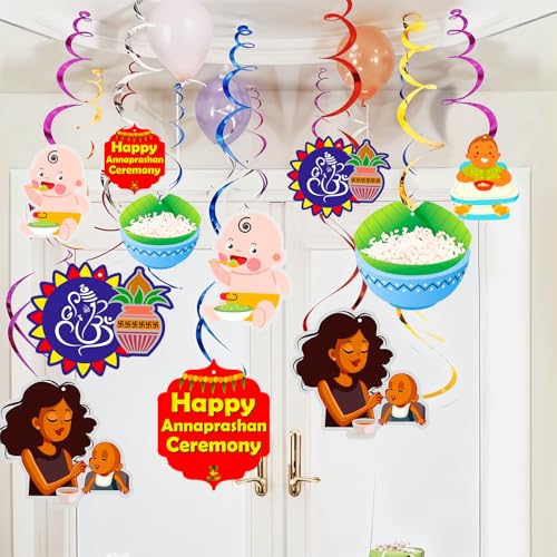 Image of Party Propz Shubh Annaprashan Decoration Items Swirls - 12Pc Annaprasana Decoration Items, Rice Ceremony Swirls and Cutouts, Rice Ceremony Decorations Items(Cardstock)
