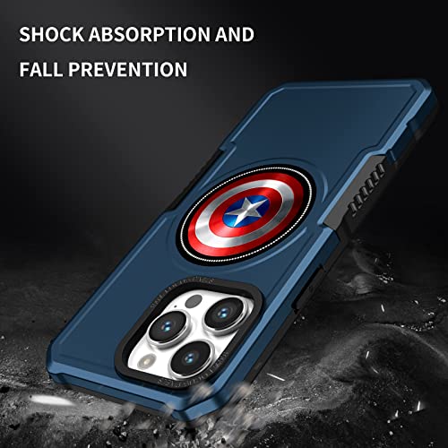 Narym Superhero Magnetic Case For Iphone 13 Pro Max [Compatible With Magsafe & Military-Grade Protection] Heavy Duty 2 In 1 Rugged Shockproof Protection Hybrid Hard Pc Soft Tpu Bumper [Captain, Blue] #TOP6