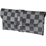 Glasses storage bag Travel sunglasses myopia glasses storage bag Fashion leather storage bag (Black checkerboard)