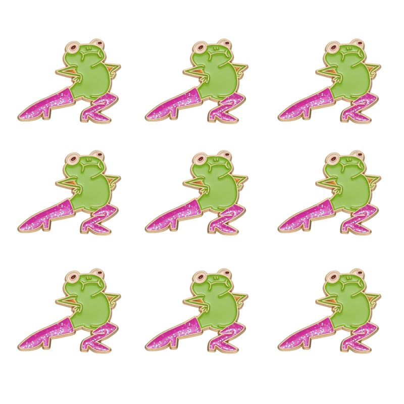 Image of Cute Frog Enamel Brooch Pins For Women Men Cartoon Frog with Glitter Boots Brooch Creative Funny Animals Brooches Fashion Animals Jewelry Gifts (Nine frog)