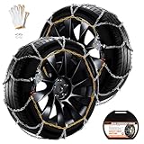 DEDC Snow Chains for SUV Tire Chains Compatible with Tesla Model Y Cars 1 Min Quick Fit Easy Chainsaw Reusable Universal Emergency Traction Chain Tire Width 235 245 255 265 275 - Set of 2 MS1521