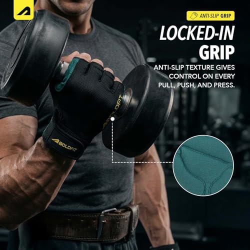 Image of Boldfit Gym Gloves for Men Workout Unisex Cushion Hand Gloves for Gym for Men for Cycling, Weightlifting, Workout Comfortable Fit Bike Riding, Cycling Handgloves