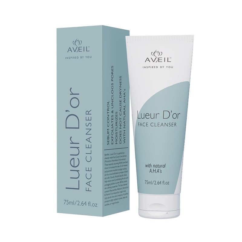 AVEIL Lueur D'or Face Cleanser With Caviar Lime Extract For Smooth & Youthful Skin | Hydrating AHA BHA Gentle Face Wash | All Skin Types - 75 ml