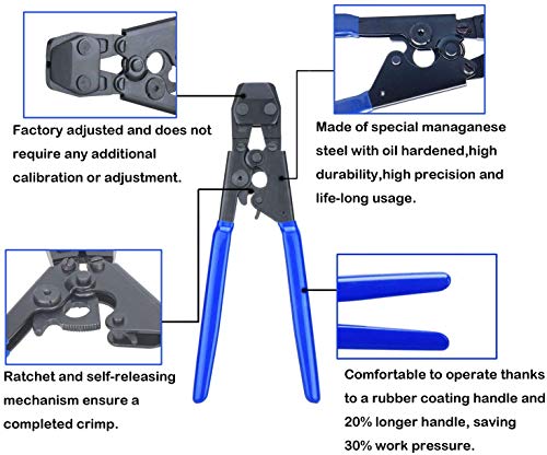 JWGJW Pex Cinch Clamp Fastening Tool with a cutting tool for 3/8 to 1-inch Stainless Steel Clamps with 1/2" 22PCS and 3/4" 10PCS PEX Clamps(003) - Thumbnail 6