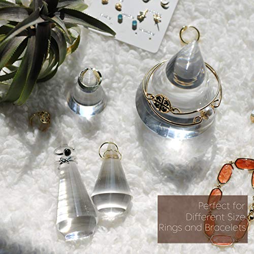 Jerever Acrylic Ring Holders 3Pcs Cone Shape Display Jewelry Tower Rings Storage Organizer Stand Clear Rack (Clear) #TOP3
