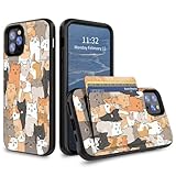 GFRGTFHYT Schutzhülle für iPhone 15 Pro, Brieftaschen-Schutzhülle mit Kreditkartenfach, Hybrid-Doppelschicht, lustiges, niedliches Katzen-Design für Damen und Herren, robuste, stoßfeste Schutzhülle