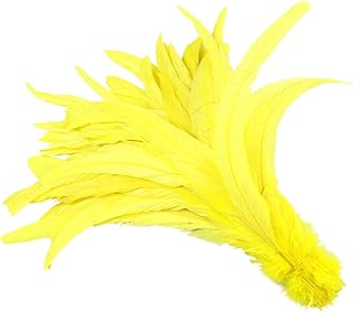 NUOBESTY 50piezas Plumaje Natural De De Amarillo Para Manualidades y Decoración De Sombreros