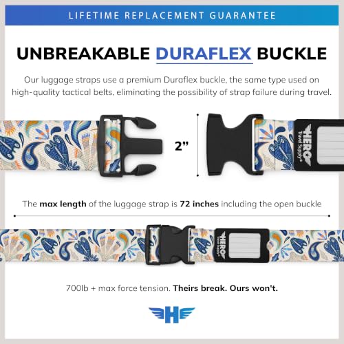 Image of Hero Luggage Straps for Suitcases (2-Pack) Heavy-Duty Adjustable Luggage Belt with Duraflex Buckle & Built-in Luggage Tag - Checked Bag & Carry-on Travel Essentials