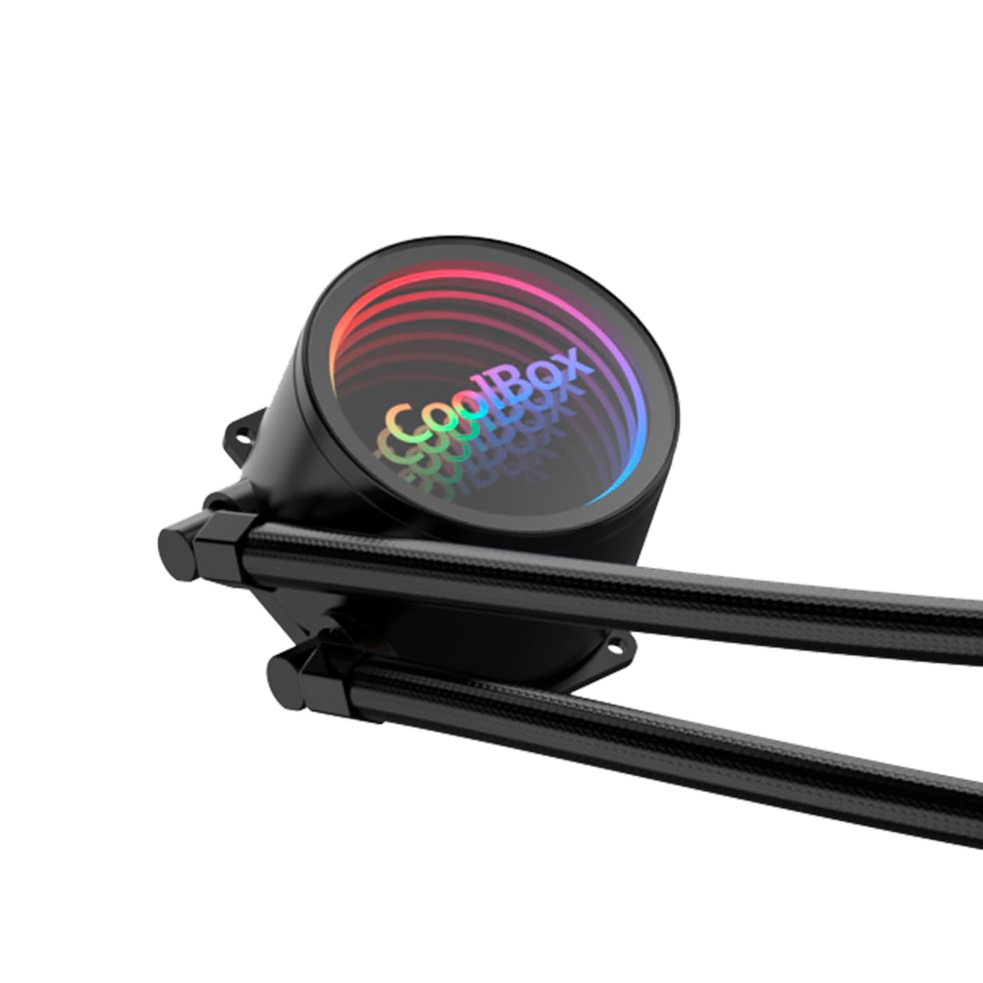 CoolBox Infinity Liquid240 ARGB Refrigeración Líquida PC 240mm, TDP 250W, Ventiladores 120mm Silenciosos, Efecto ARGB Infinity, Silenciosa, Compatible con LGA 1700 y AM5 – Negro