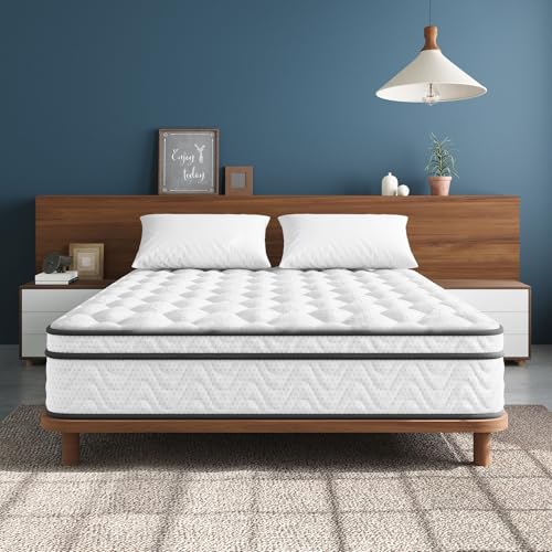 Vesgantti Mattress Queen Size 14 Inch, Fiberglass-Free | Cool Sleep Hybrid Mattress in a Box - Memory Foam & Pocket Springs, Ergonomic Design, Pressure Relief, Medium Firm Feel, 60'×80'×14'