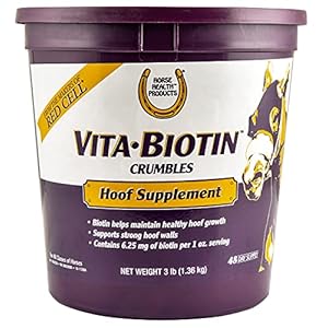Vita Biotin Crumbles horse hoof Supplement, Helps maintain healthy, sound hooves and strong hoof walls, 3 lbs., 48 day supply