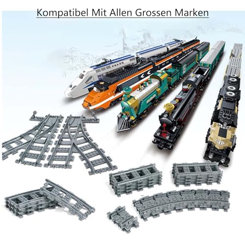 City Schienen Bausteine Set, City Schienen Erweiterungsset City Zug Schienen Zubehör Klemmbausteine Kompatibel mit dem Marktführer
