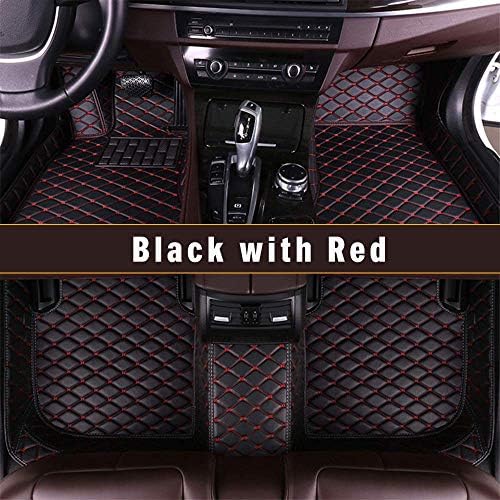 Longzhimei Fit for Mitsubishi Pajero Sport 2011-2015 Custom Car Floor Mats Full Covered Leather Front & Rear Waterproof Car Carpet FloorLiner Floor Mat Black with Red
