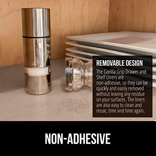 Gorilla Grip Ribbed Drawer And Shelf Liner For Cabinet, Non Adhesive Waterproof Protection For Kitchen, Strong Grip, Bpa Free Plastic Liners For Cabinets Bathroom Cupboard Drawers 17.5X20 Beige Opaque #TOP4