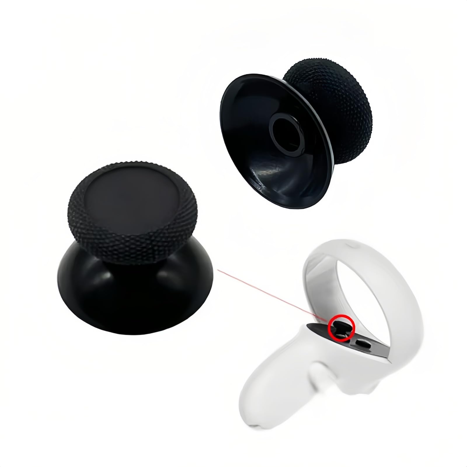 2 Pack Black Thumbsticks Replacement Kit for Meta Quest 3/Quest 3S/Quest 2/Quest Pro Controller, ToneBar Repair Buttons VR Accessories, Includes Pry Tool - 4