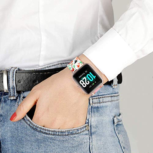Image of ViCRiOR Bands Compatible with ID205L Smart Watch, 19mm Quick Release Soft Silicone Fadeless Pattern Printed Floral Replacement Band for ID205L, ID205G ID205 ID205U ID205S