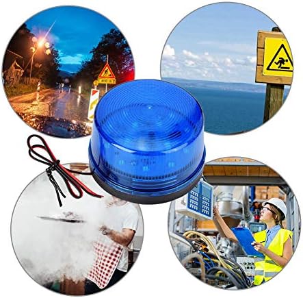 12V Blue Alarm Signal, Blue LED Strobe Beacon Alarm Flashing Light Without Sound Explosion-Proof Can be Used in The Field for Home Security Alarm System