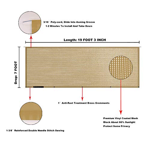 Image of RV Awning Mesh Sun Shade Screen for Motorhome Camper Trailer Sunshade