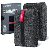 CAVEEM Peeling-Schwamm, quadratischer Dusch- & Badeschrubber, doppelseitiger Körperpeeling-Schwamm zur Entfernung abgestorbener Haut, Intensives Peeling, 2er-Pack (Dunkelgrau)
