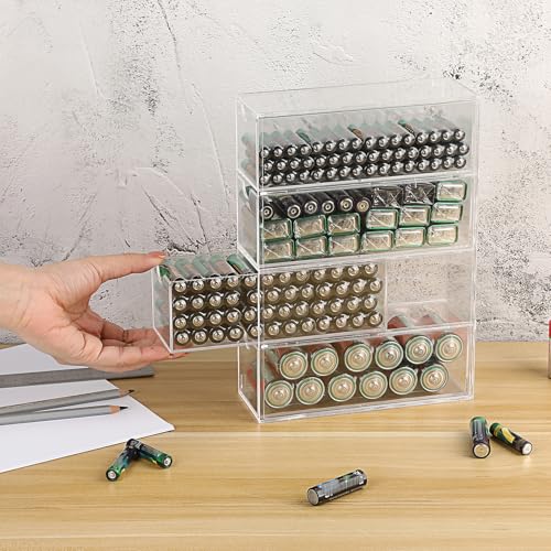 Boîte de rangement en acrylique transparent à 4 tiroirs pour piles BTSKY - 3