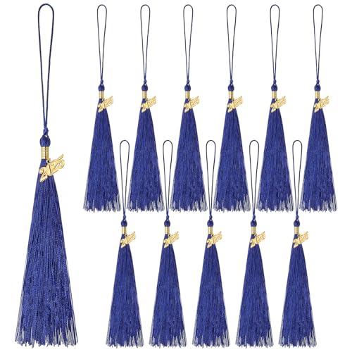 Borlas de graduación 2025 en azul para decorar birretes y fotos de ceremonias