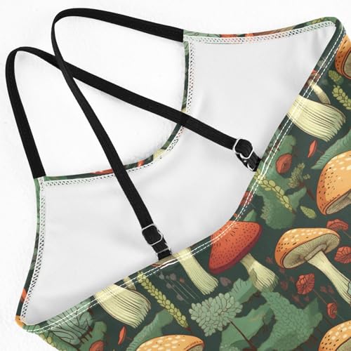 ALAZA Mushrooms Green Leaves Girl’s Swimsuits Bathing Suit One Piece Beach Swimwear4