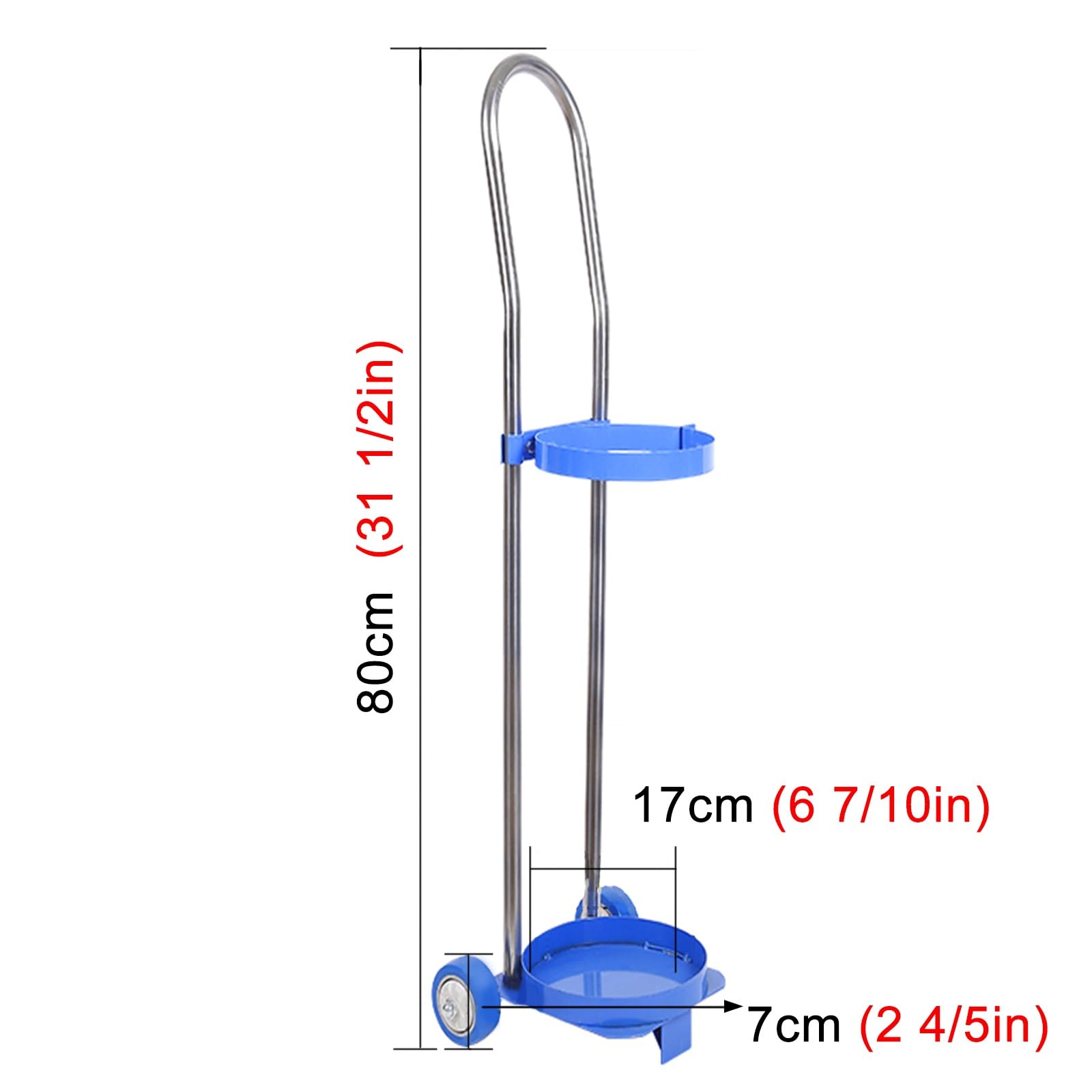 Soporte para Bombonas Gas Carretilla De Mano De Un Solo Cilindro | El Marco De Acero Proporciona Un Soporte Sólido, Manija Fácil De Empujar, Movilidad(H - 80cm(31 1/2in))