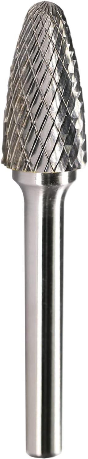 SF-5 Tungsten Carbide Burr Rotary File Tree Shape Radius End Shape Double Cut for Die Grinder Drill Bits 1/4'' Inch Diameter of Shank and 1/2'' Inch Diameter of Cutter 1'' Inch Cutter Length