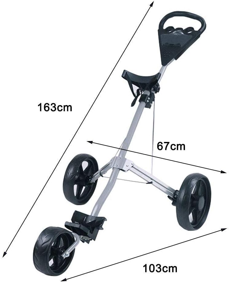 Golf Trolley 3 Wheel Golf Push Cart Foldable 3 Wheel Push Pull Cart, Golf Trolley with Scoreboard Bag Golf Push Cart - Choose Color