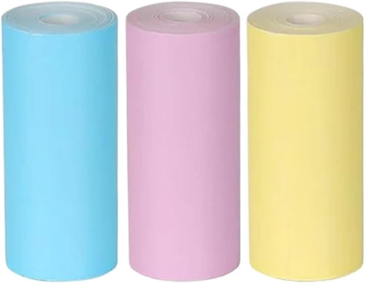 Thermal Sticker Paper Roll 57mm White Multicolor Self Adhesive Pack Of 13 For Bluetooth Printers(3pcs Colored)