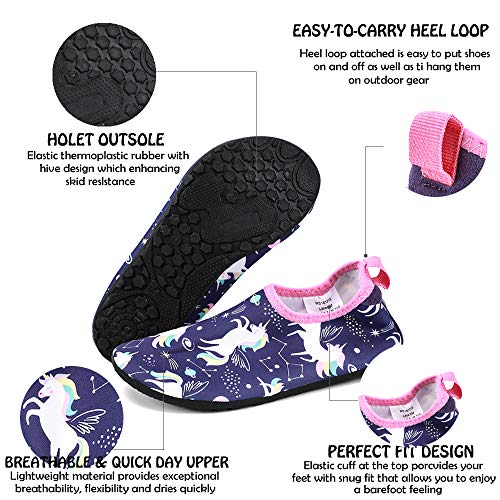 Hiitave Girls Swim Water Shoes Non-Slip Quick Dry Barefoot Beach Aqua Pool Socks For Boys Kids Toddler Pupple/Unicorn 2-3 M Us Little Kid #TOP2