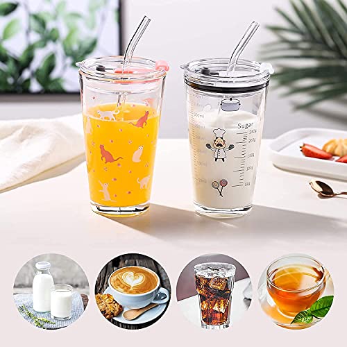 Image of Kamvy Printed Glass Milk Mug with Recipe Design (400ml) Pack of 1 | Transparent Drinking Glass for Coffee, Milk, Juice & Smoothies | Stylish Measuring Tumbler for Home & Kitchen (L Printed)