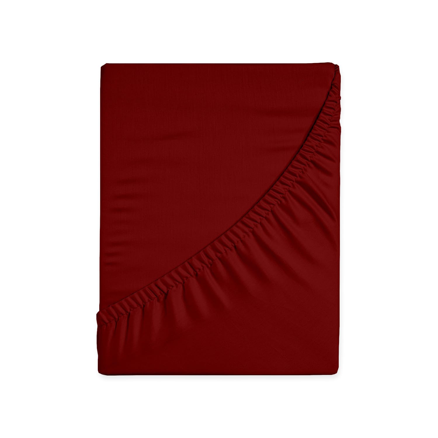 HUNTER BEDDING Pure 100% Cotton Emperor Fitted sheet 400 Thread Count Long Staple Cotton 1PC Fitted Sheet 200x200 cm,Sateen Weave 40cm Deep Fitted Sheets (Burgandy)