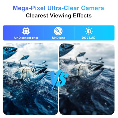 Image of Underwater Fishing Camera, Portable Video Cameras Fish Finder, 5 Inch HD LCD Monitor, 8pcs Infrared Lights Night Vision, Waterproof Fishing Camera for Ice Lake Boat Sea Kayak Fishing