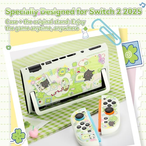 Image of GeekShare Slim Protective Case Compatible with Switch 2 (2025), Anti-Scratche and Shock-Absorption Dockable Hard Shell for Switch 2 Game Console - Lucky Clover Memo