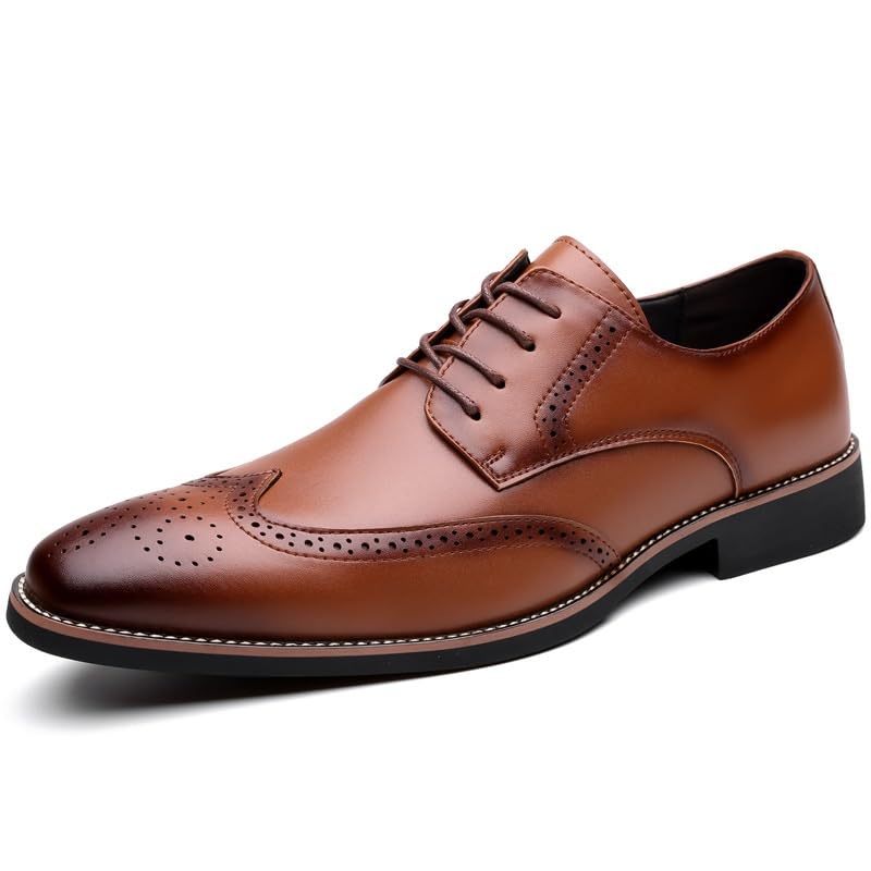 Mens Fashion Oxfords Lace-up Comfort Business Oxford Shoes Rubber Flat Dress Shoes