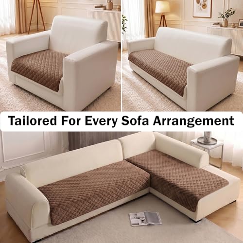 Image of Story@Home Premium Quilted Anti Slip Sofa Cover Mats for L Shape and 1 /2 /3 Seater Sofa. Make Your Own Sofa Cover Set, 70(D) x 60(L) cm - Brown