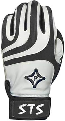 STS - Guantes de bateo blancos y negros para béisbol y sóftbol, adultos, talla 2XL