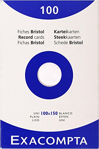 Exacompta - Exacompta - Réf. 13302E - Étui de 100 fiches bristol unies non perforées - format 100 x 150 mm - compatibles avec imprimante jet d'encre, laser et photocopieur - couleur blanc
