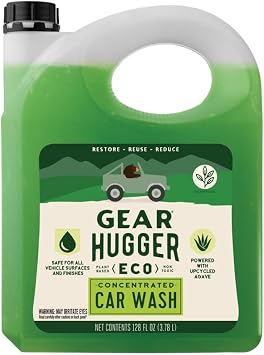 Gear Hugger Car Wash Soap Gallon 128 oz, Pack of 1 Eco-Friendly Car Cleaner, Biodegradable Car Wash with Natural Saponins & Eucalyptus Safe Car Soap for All Vehicle Surfaces